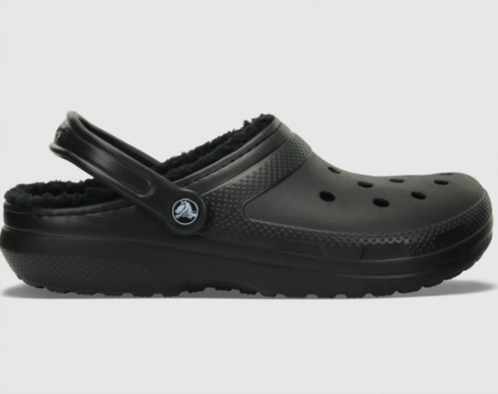 NEW CROCS unisex classic lined clog in black/black